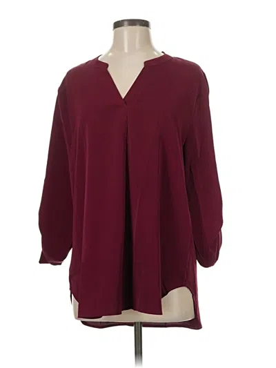 Pre-owned Timeson 3/4 Sleeve Blouse In Burgundy