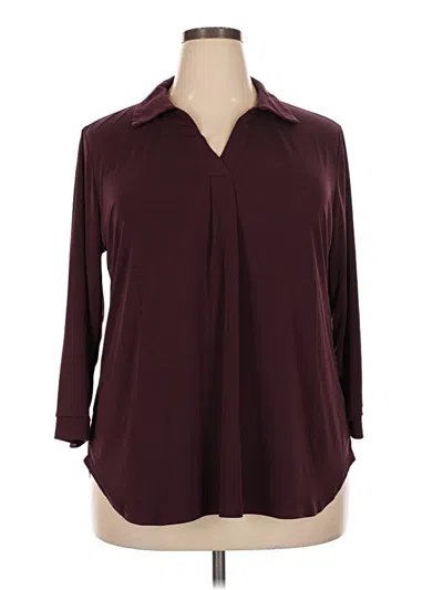 Pre-owned Timeson 3/4 Sleeve Blouse In Burgundy