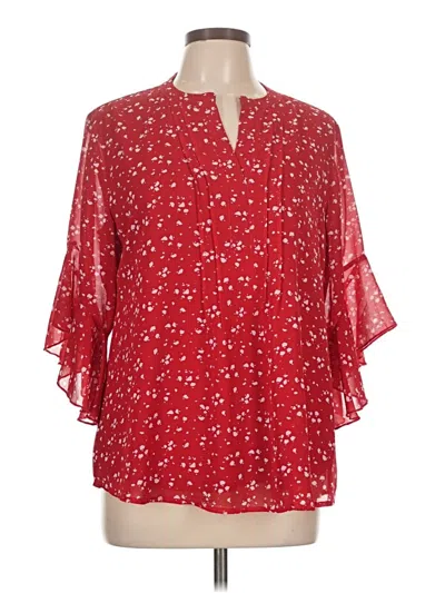 Pre-owned Timeson 3/4 Sleeve Blouse In Red