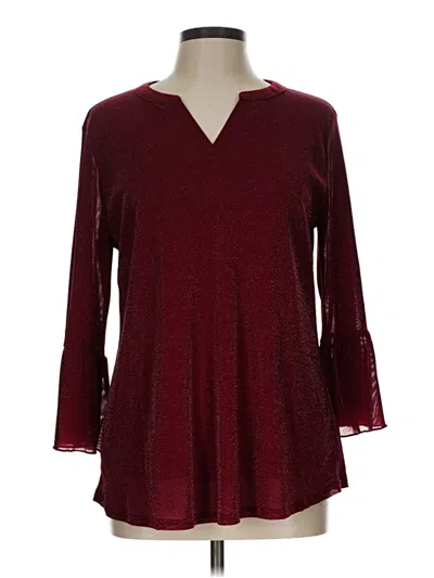 Pre-owned Timeson 3/4 Sleeve Top Burgundy V Neck Tops