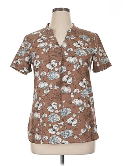 Pre-owned Timeson Short Sleeve Blouse In Brown