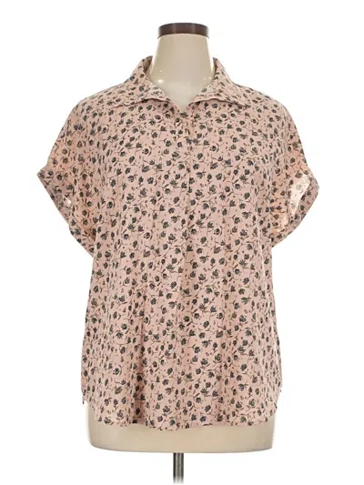 Pre-owned Timeson Short Sleeve Blouse In Tan