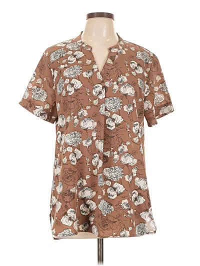 Pre-owned Timeson Short Sleeve Henley Shirt In Brown