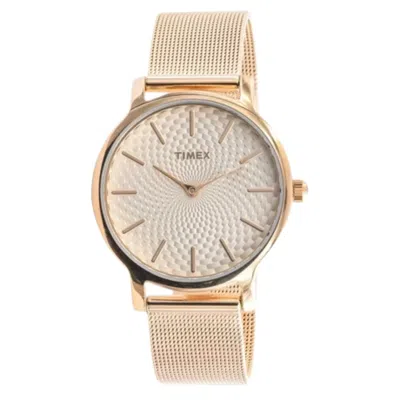 Timex 753048837984 Women's Metropolitant Beige Round 34mm In Gold