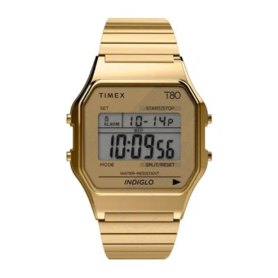 Timex 80 Alarm Quartz Digital Expansion Band Unisex Watch Tw2r79000 In Gold Tone