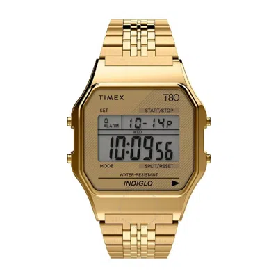 Timex 80 Alarm Quartz Digital Stainless Steel Bracelet Unisex Watch Tw2r79200n9 In Gold