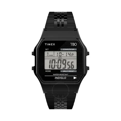 Timex 80 Alarm Quartz Digital Stainless Steel Bracelet Unisex Watch Tw2r79400 In Black