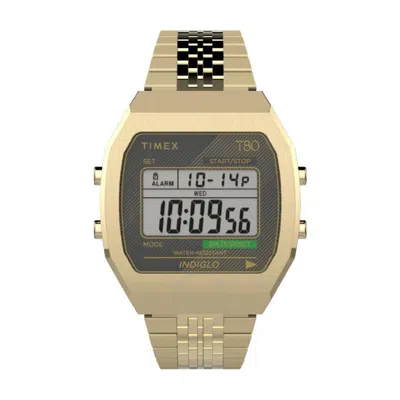 Timex 80 Alarm Quartz Stainless Steel Bracelet Unisex Watch Tw2v74300 In Gold