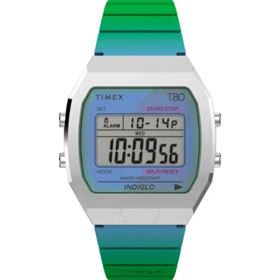 Timex 80 Alarm Quartz Unisex Watch Tw2v74500 In Blue/green/silver Tone
