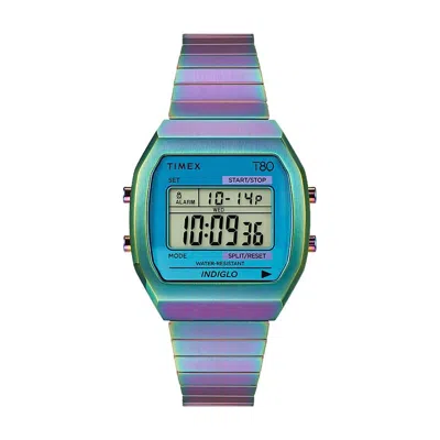 Timex 80 Quartz Digital Blue Dial Expansion Band Ladies Watch Tw2w57100 In Multi