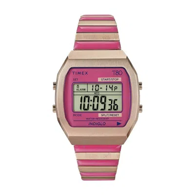 Timex 80 Quartz Digital Pink Dial Expansion Band Ladies Watch Tw2w41600 In Multi