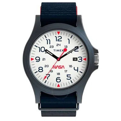 Timex Acadia X Nasa Quartz White Dial Men's Watch Tw2t92600 In Black