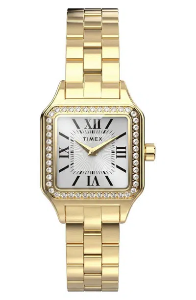 Timex ® Addison Crystal Bezel Bracelet Watch, 23mm In Gold