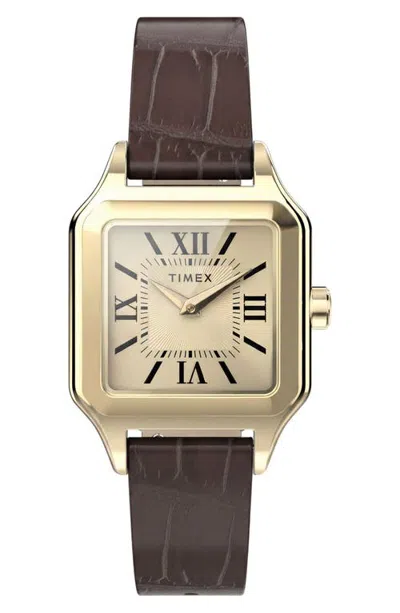 Timex ® Addison Leather Strap Watch In Brown