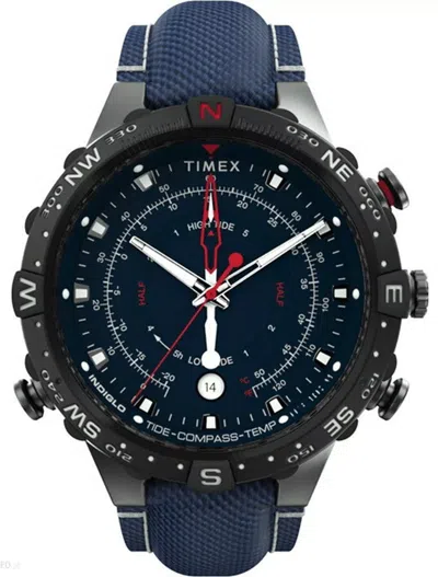 Pre-owned Timex Allied Tide Temp Compass Fabric Band Men's Watch Tw2t76300