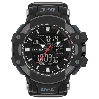 Timex Black Rubber Digital Watch In Orange