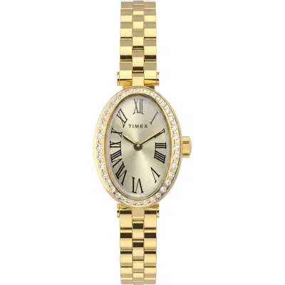 Timex ® Cavatina Crystal Oval Link Bracelet Watch In Gold