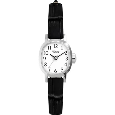 Timex ® Cavatina Leather Strap Watch In Black