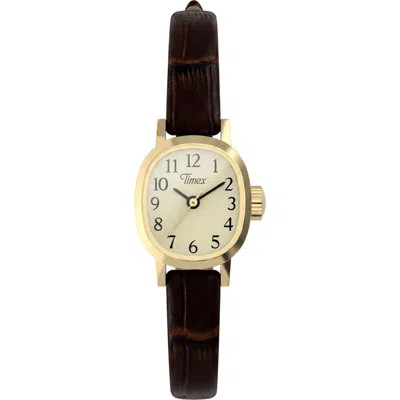 Timex ® Cavatina Leather Strap Watch In Black