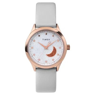 Timex Celestial 32mm Leather Strap Ladies Watch In White