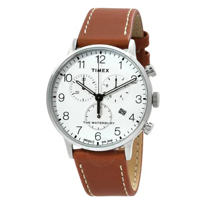 Timex Chronograph Quartz White Dial Men's Watch Tw2t28000 In Brown