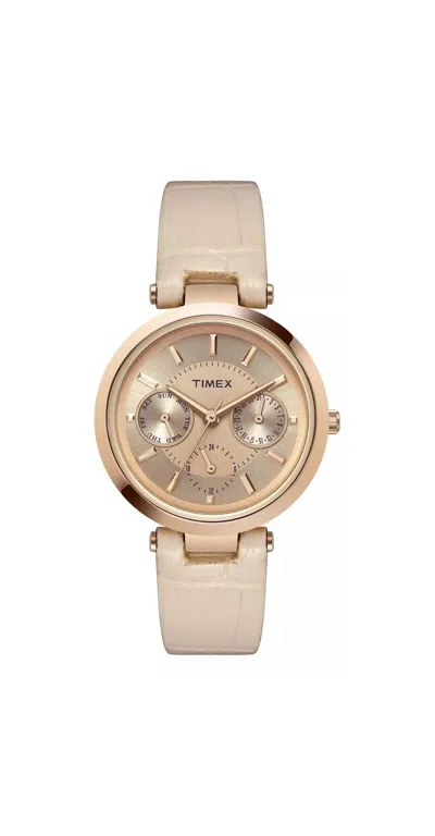 Timex Classic 34mm Pink Strap Rose Gold-tone Ladies Watch In Neutral