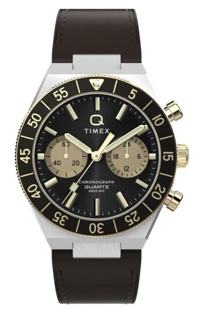 Timex ® Continental Leather Strap Watch, 40mm In Multi