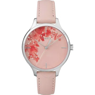 Timex Crystal Bloom Quartz Pink Dial Ladies Watch Tw2r66600 In Pink/silver Tone