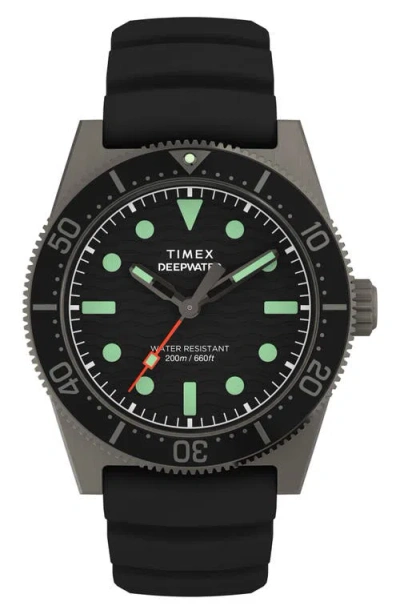 Timex ® Deepwater Reef Synthetic Strap Watch, 41mm In Black