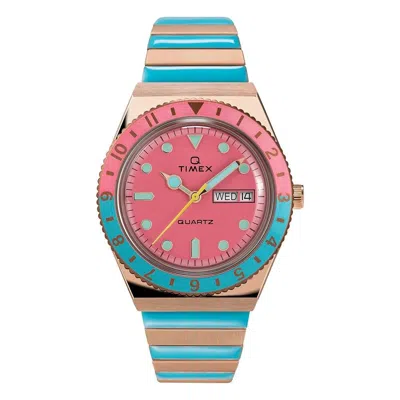 Timex Diver Inspired Q Malibu Rose Gold-tone Expansion Ladies Watch In Multi
