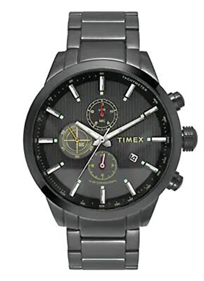 Pre-owned Timex E-class Surgical Steel Engage Chronograph Analog Grey Dial Men's Watch-twe