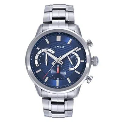 Pre-owned Timex E-class Surgical Steel Enigma Chronograph Analog Blue Dial Men's Watch-twe