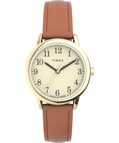 Timex Easy Reader 30mm Leather Ladies Watch In Brown