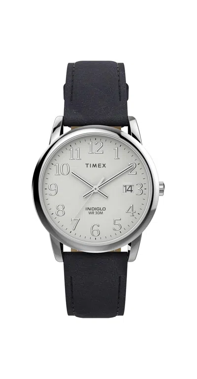 Timex Easy Reader 35mm Leather Unisex Watch In Gray