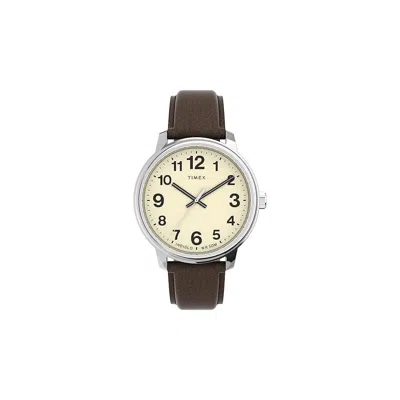 Timex Easy Reader Classic Leather Mens Watch In Metallic