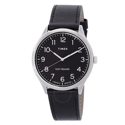Timex Easy Reader Main Line Quartz Black Dial Men's Watch Tw2u22300 In Black / Silver