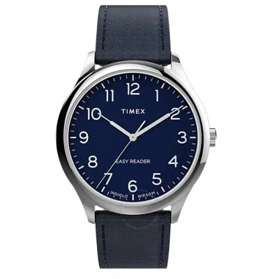 Timex Easy Reader Main Line Quartz Blue Dial Men's Watch Tw2v27900 In Black