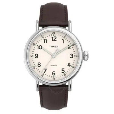 Timex Easy Reader Main Line Quartz Cream Dial Men's Watch Tw2v27800 In Brown