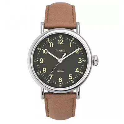 Timex Easy Reader Main Line Quartz Green Dial Men's Watch Tw2v27700 In Yellow/brown/green/silver Tone