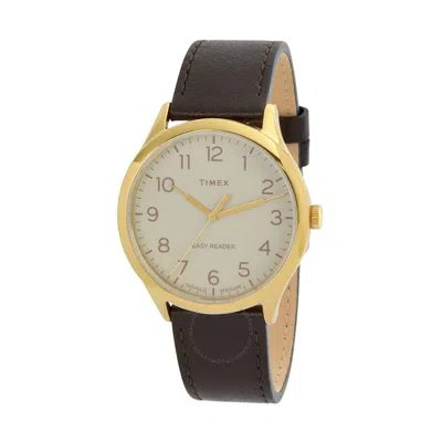 Timex Easy Reader Main Line Quartz Men's Watch Tw2v28100 In Yellow/brown/gold Tone/beige