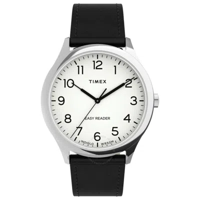 Timex Easy Reader Main Line Quartz White Dial Men's Watch Tw2u22100 In White/silver Tone/black