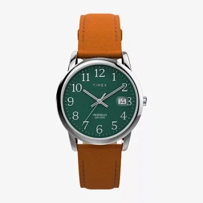 Timex Easy Reader Mens Brown Leather Strap Watch Tw2w54600jt In Multi