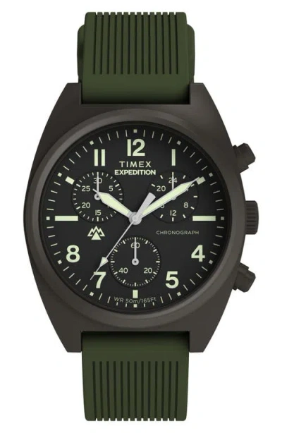 Timex ® Expedition Capstone Chronograph Silicone Strap Watch, 41mm In Green