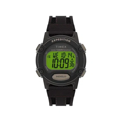 Timex Expedition Digital 41mm Leather Mens Watch In Black