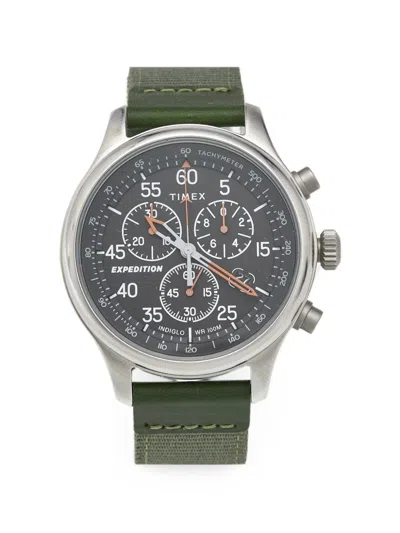 Pre-owned Timex Expedition Indiglo 43mm Watch In Black