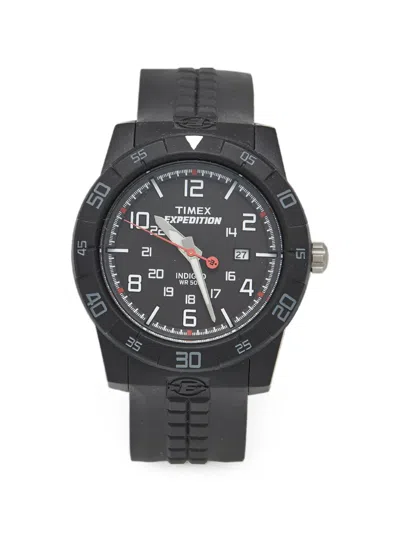 Pre-owned Timex Expedition Indiglo 43mm Watch In Black