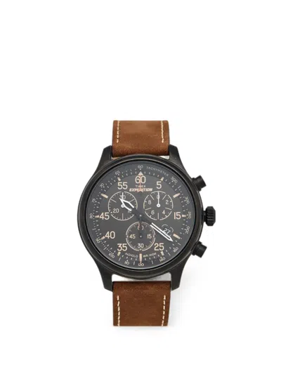 Pre-owned Timex Expedition Indiglo 43mm Watch In Brown
