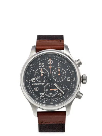Pre-owned Timex Expedition Indiglo 43mm Watch In Grey