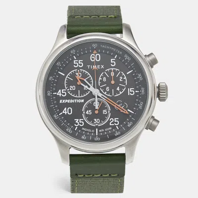 Pre-owned Timex -  Expedition Indiglo Tw4b26700 Black Dial Stainless Steel Fabric Men's Wristwatch 43 Mm