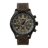 Timex Expedition Mens Brown Leather Strap Chronograph Watch T499059j In Brown